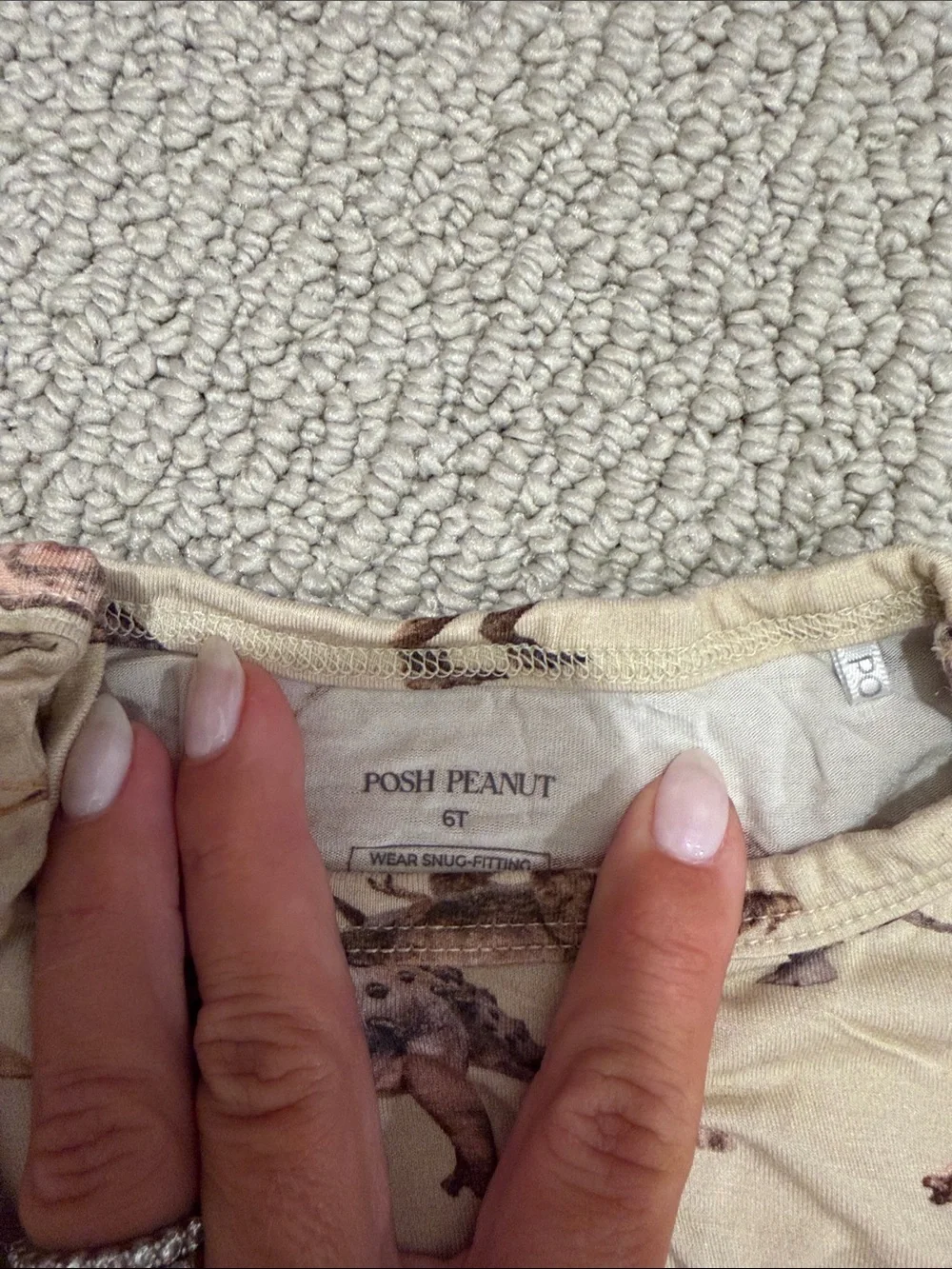 Posh Peanut Beige Dinosaur Print Pajama Set